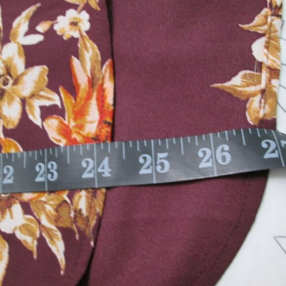 NWT Daniel Rainn Burgundy Floral 3/4 Sleeve Split-neck Chiffon Top-PXS - Picture 14 of 16